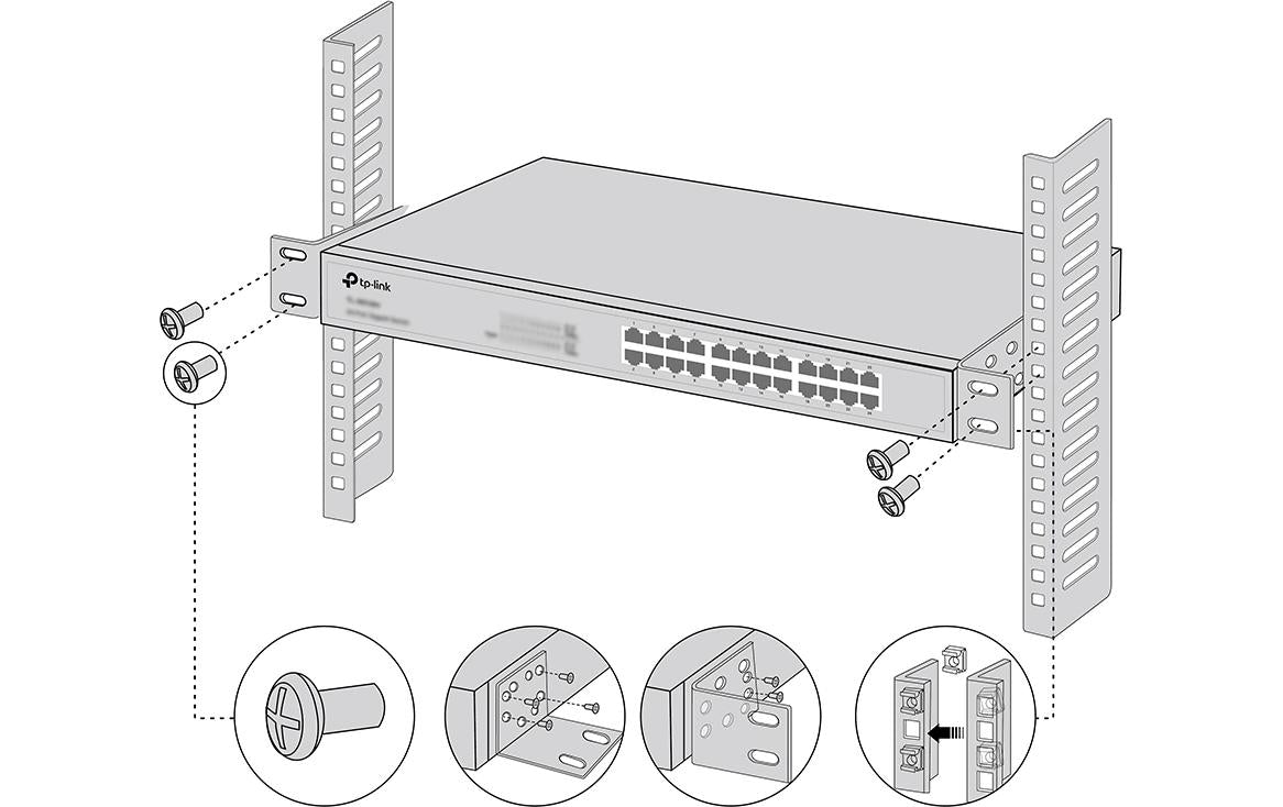 TP-Link Omada RackMount Kit-13 – Montagehalterung – für OC300, TL-R480T+, TL-SF1016DS und andere, Schwarz