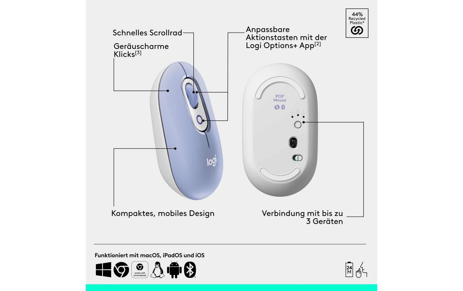 Logitech POP mit Emoji – Maus, lila