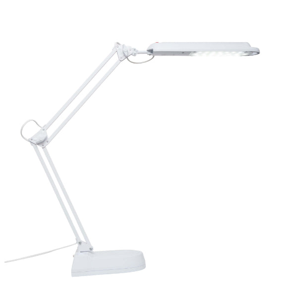 MAUL LED Tischleuchte Atlantic – dreh- & neigbar, Schalter am Kopf – 5’800 K – 400 lm 9 W – weiss Kunststoff