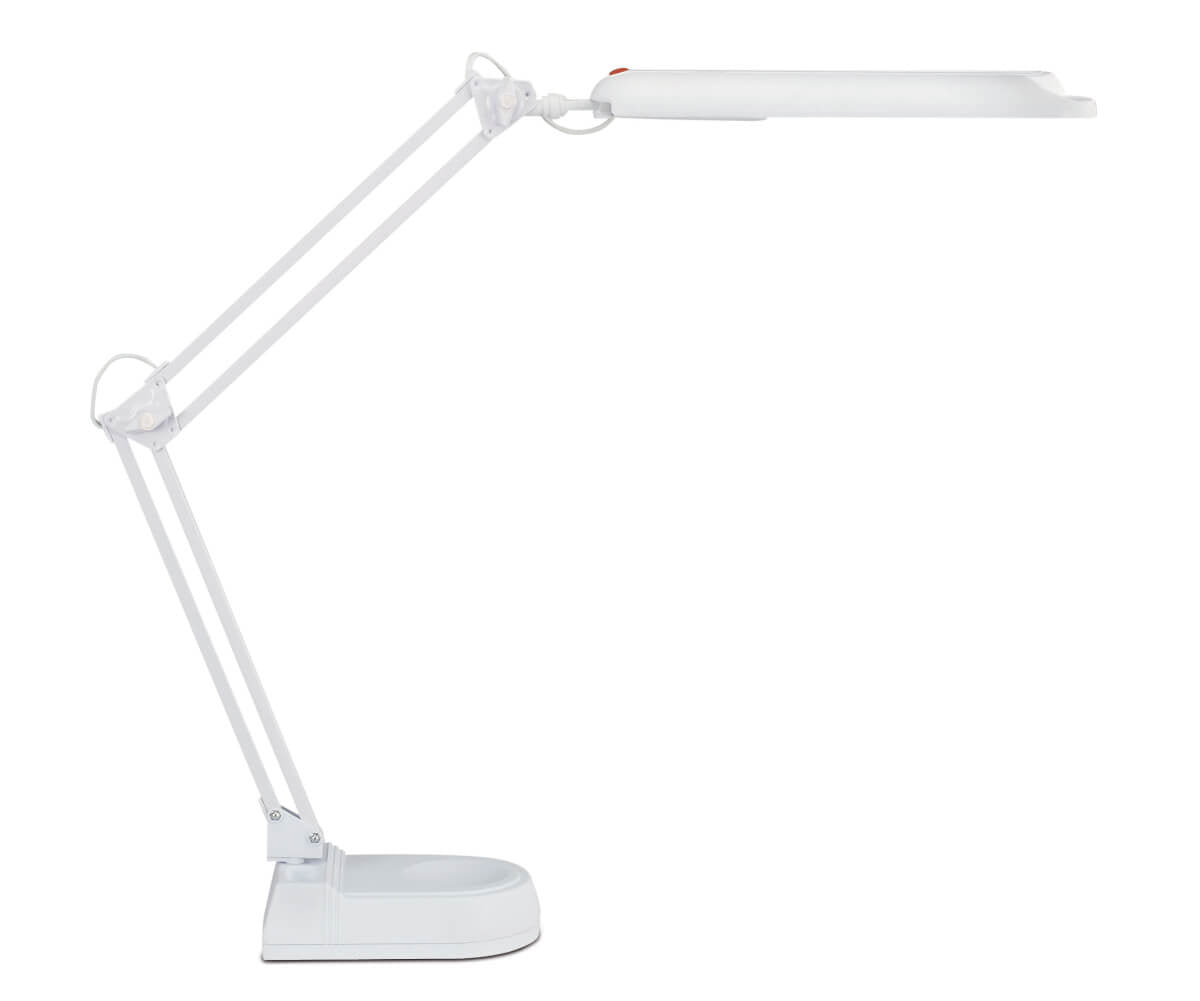 MAUL LED Tischleuchte Atlantic – dreh- & neigbar, Schalter am Kopf – 5’800 K – 400 lm 9 W – weiss Kunststoff