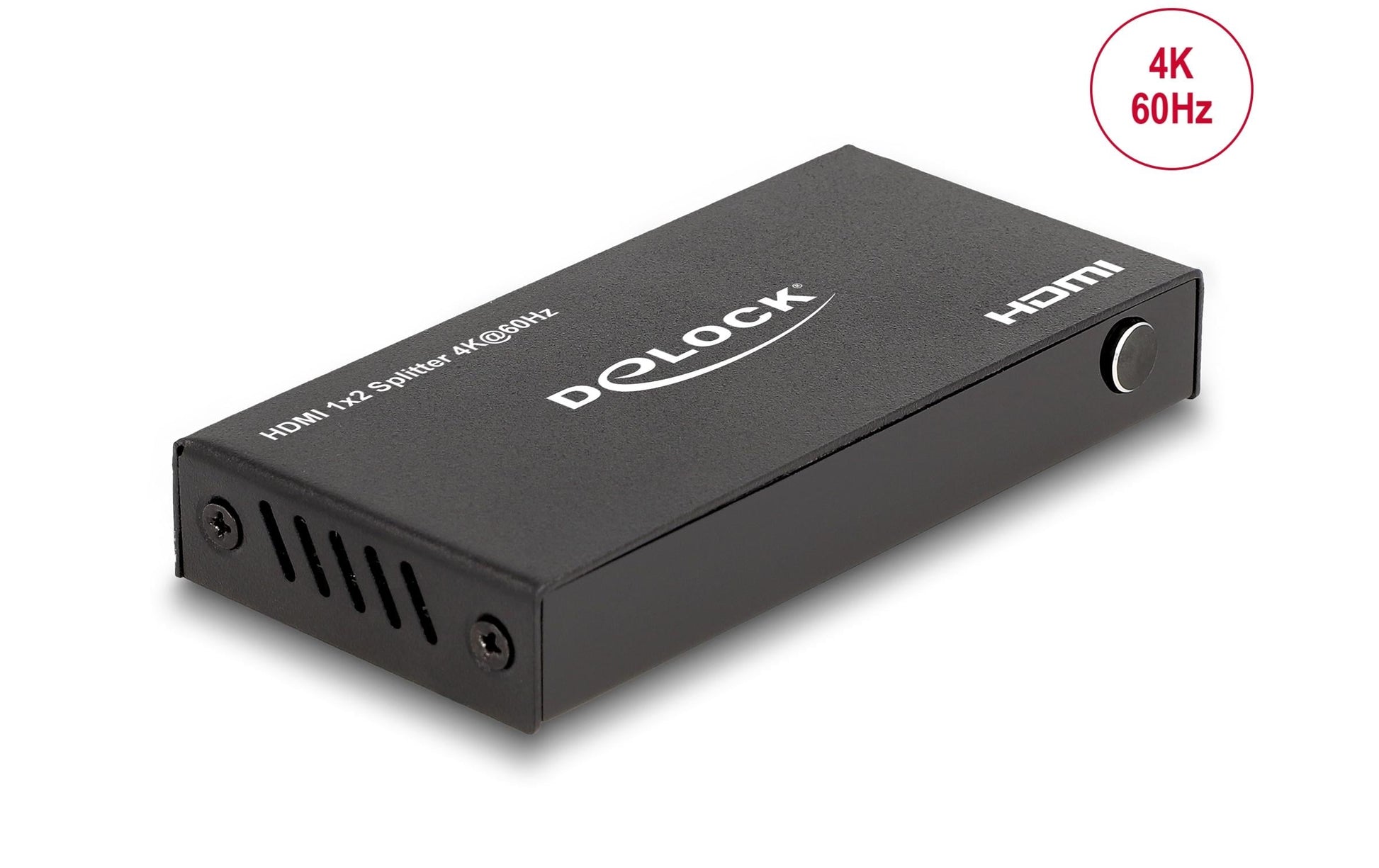 DeLOCK HDMI Splitter, 1× HDMI In / 2× HDMI Out, 4K@60 Hz, HDR, HDCP 1.4/2.2, Downscaler, Schwarz