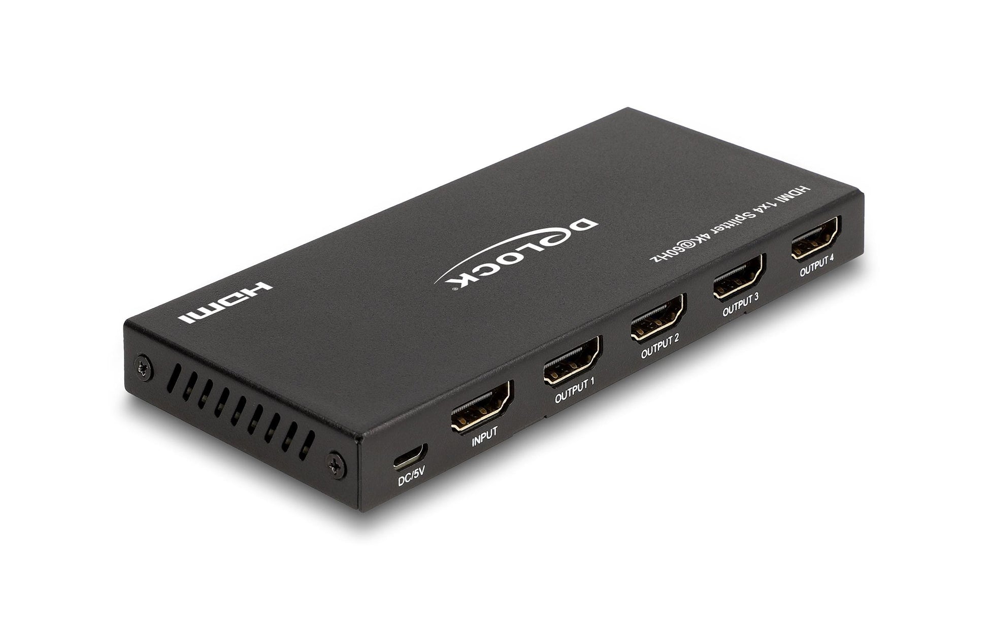 DeLOCK HDMI Splitter, 1× HDMI In / 4× HDMI Out, 4K@60 Hz, HDR, Downscaler, HDCP 2.2, Schwarz
