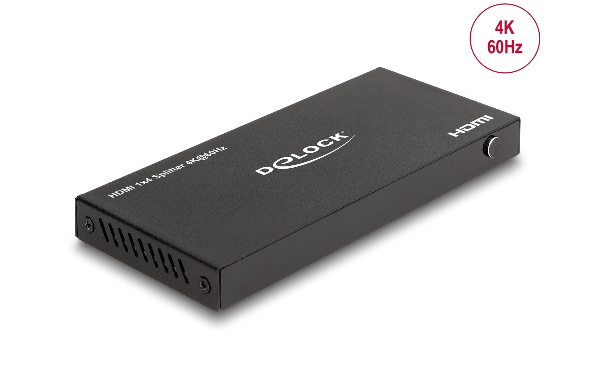 DeLOCK HDMI Splitter, 1× HDMI In / 4× HDMI Out, 4K@60 Hz, HDR, Downscaler, HDCP 2.2, Schwarz