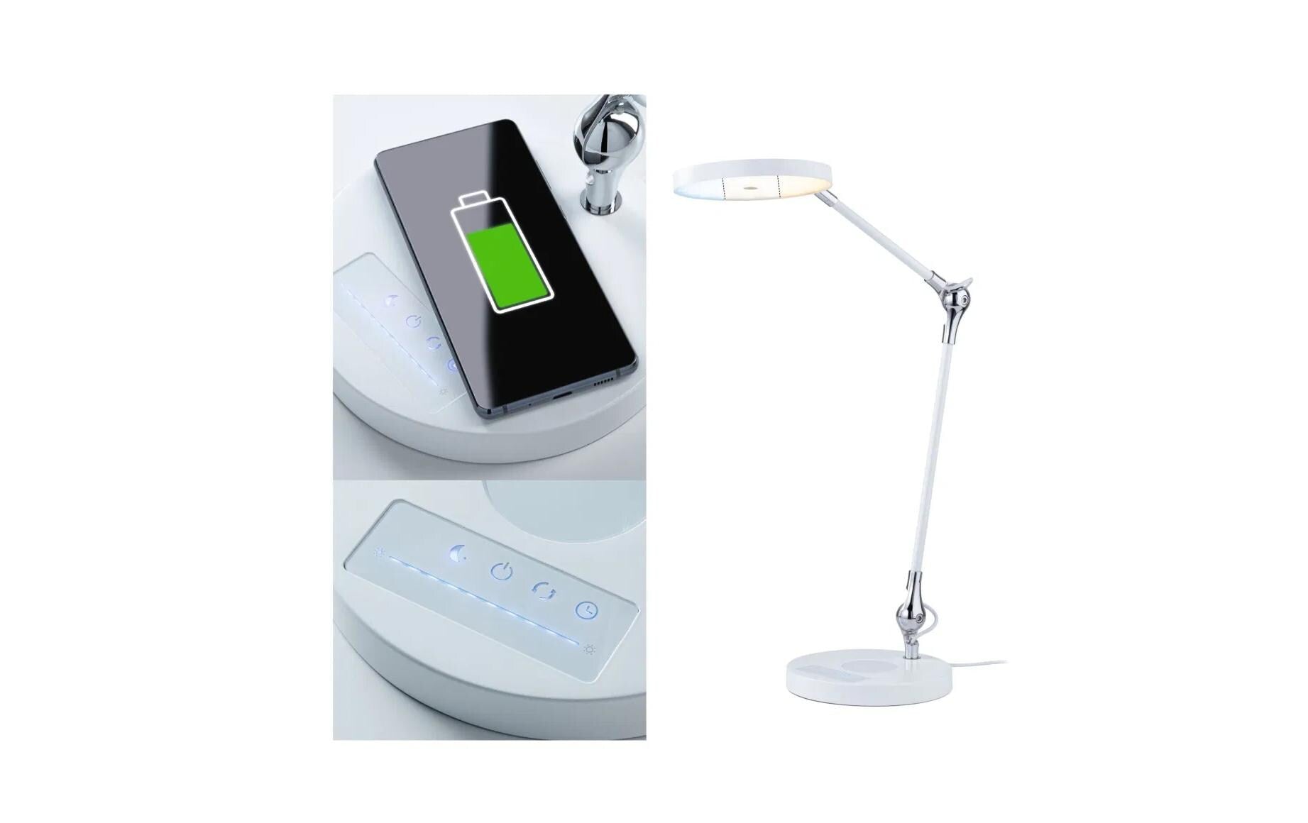 Paulmann Numis Tischleuchte – 44 cm, 1100 lm, 11 W, 2700–6500 K, dimmbar, weiss, QI, Touch