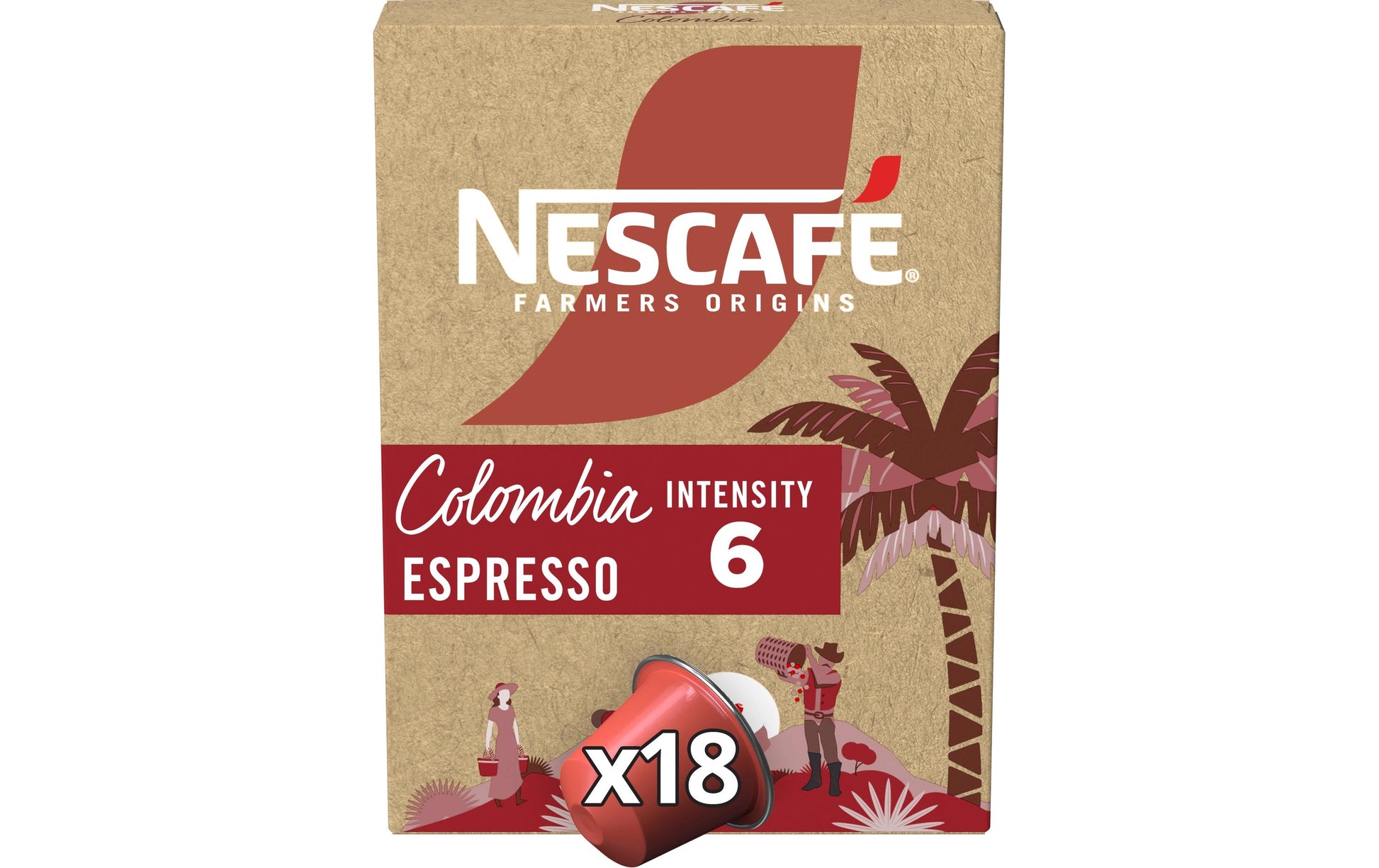 Nescafé Farmers Origins Colombia – Kapseln für Nespresso – Espresso, Intensität 6, 18 Kapseln