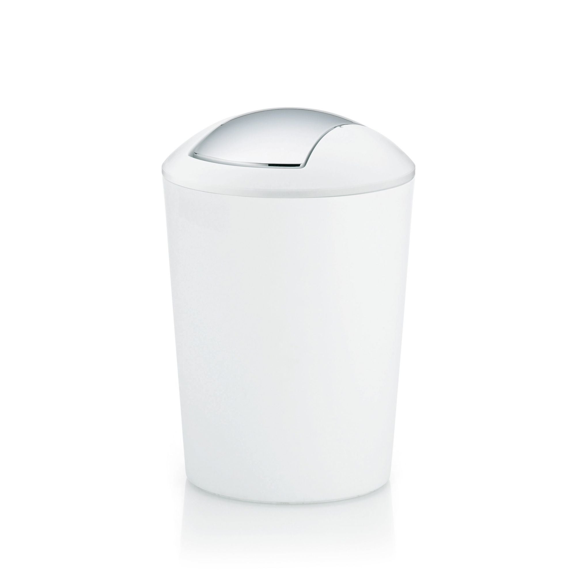 Kela Tisch-Abfallbehälter Marta – 5 l, mit Deckel, Kunststoff, weiss – Ø 195 × H 290 mm