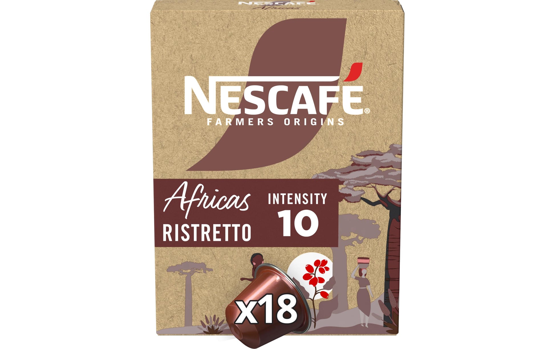 Nescafé Farmers Origins Africas – Kapseln für Nespresso – Ristretto, Intensität 10, 18 Kapseln
