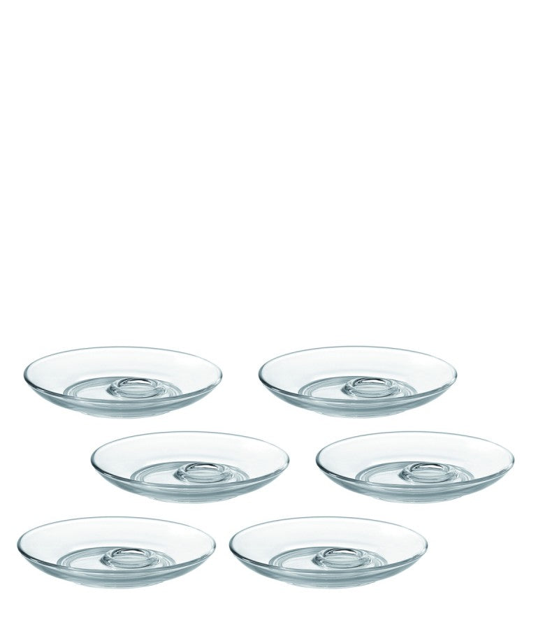 LEONARDO Untertassen Senso – 6er Set, Ø 11,5 cm, Kalk-Natron-Glas, Transparent, spülmaschinenfest