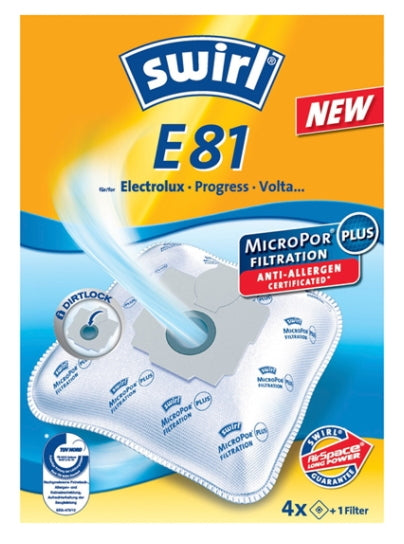 Swirl Staubbeutel E 81 – 4 Stück, für Electrolux Gemini U 2810–2990 und andere