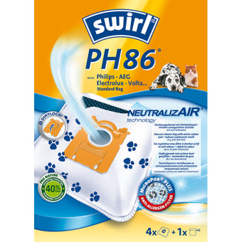 Swirl Staubbeutel PH 86 – 4 Stück, für Philips FC82/FC832/FC837 und andere