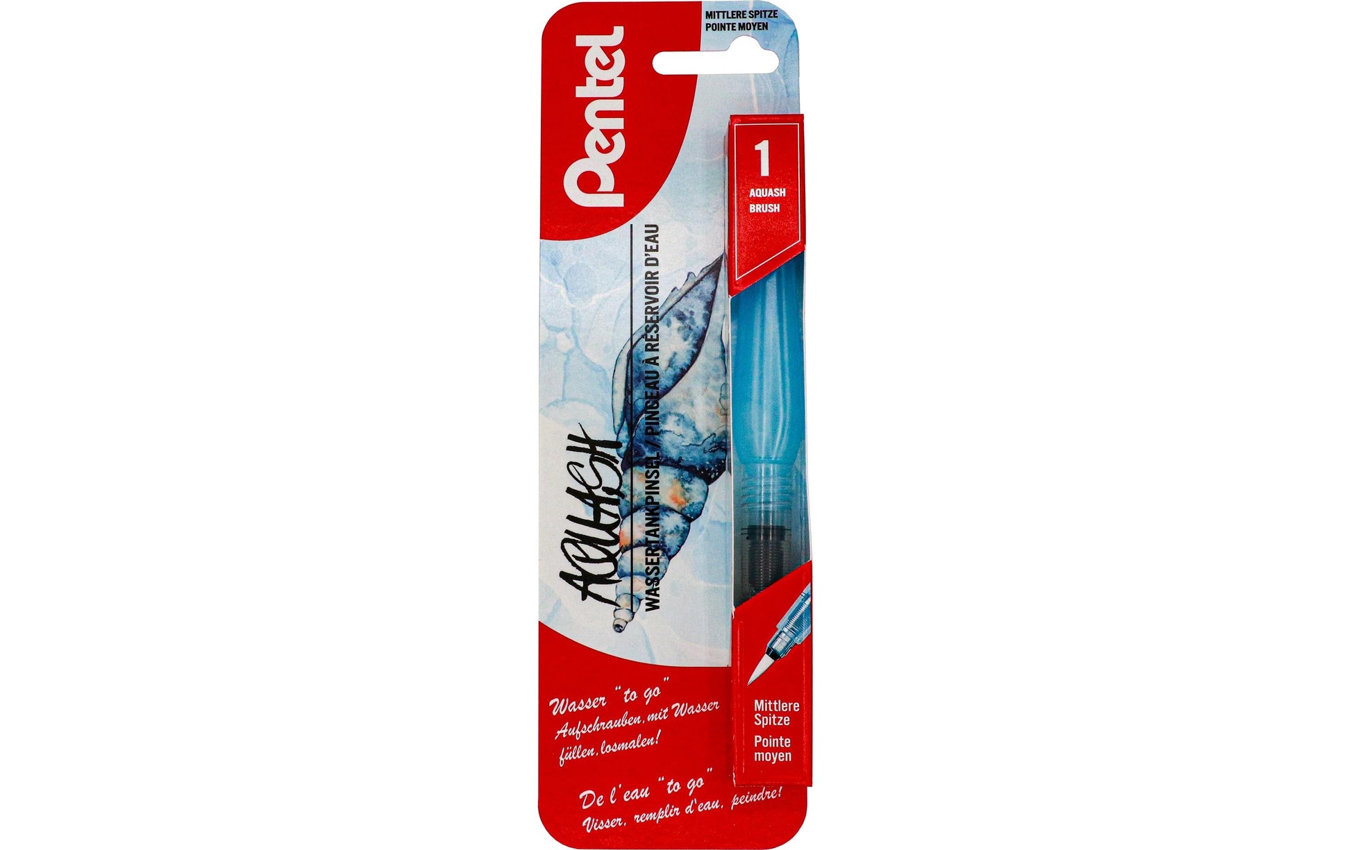 Pentel Wassertankpinsel – Blau, Kunststoff, Länge 155 mm, 1er-Pack, Füllmenge 10 ml, Nylonspitze