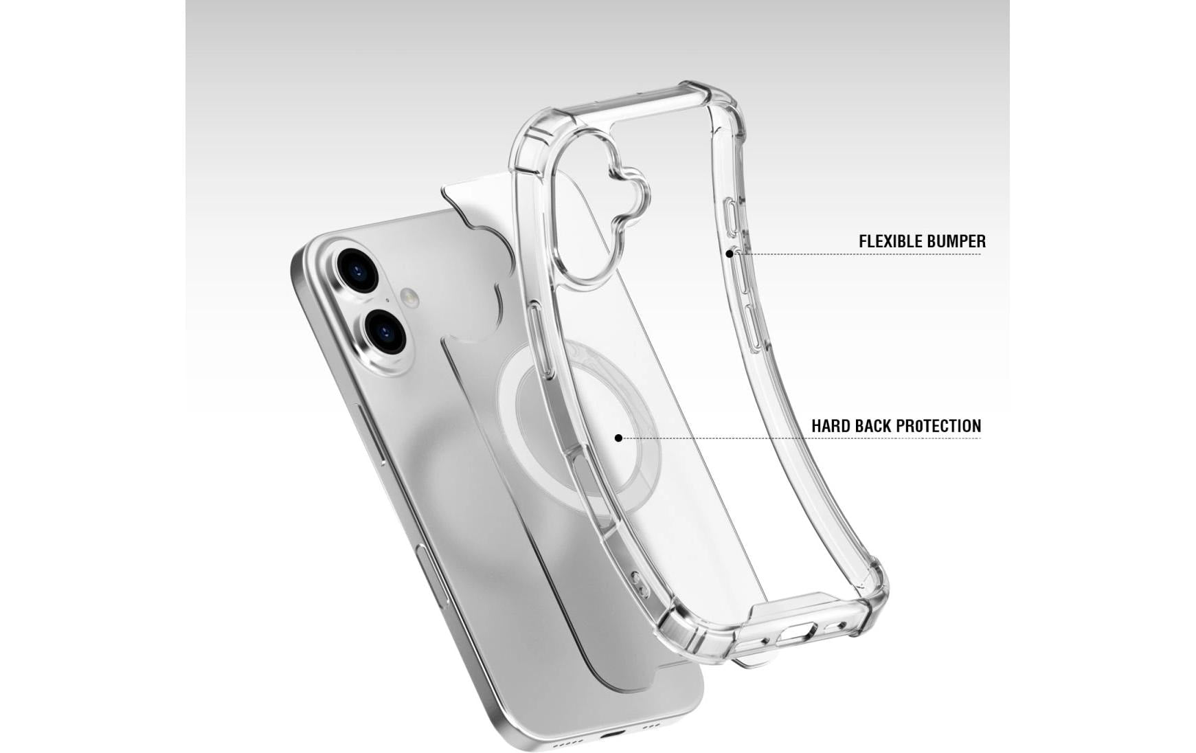 4smarts Hybrid Case Ibiza Backcover – für Apple iPhone 16, PC+TPU, Transparent, bis 1,2 m sturzsicher