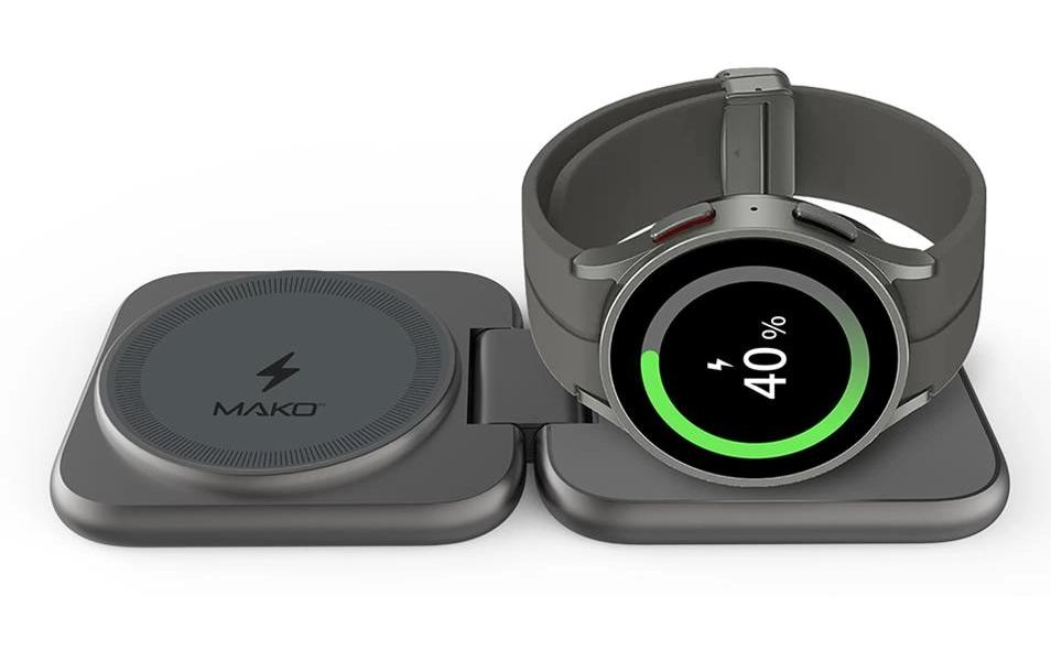 Mako Wireless Charger Kabelloses Ladegerät – Qi – Ladeständer – für Samsung-Geräte – basaltgrau matt