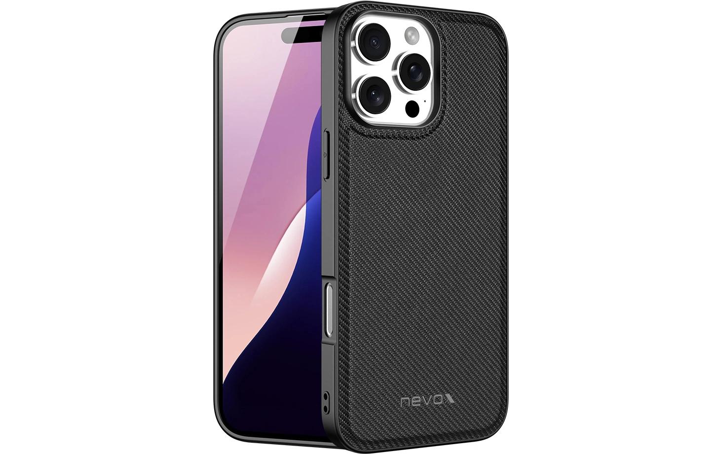 nevox StyleShell NYLO Backcover – für Apple iPhone 16 Pro Max, Nylon+PC+TPU, schwarz