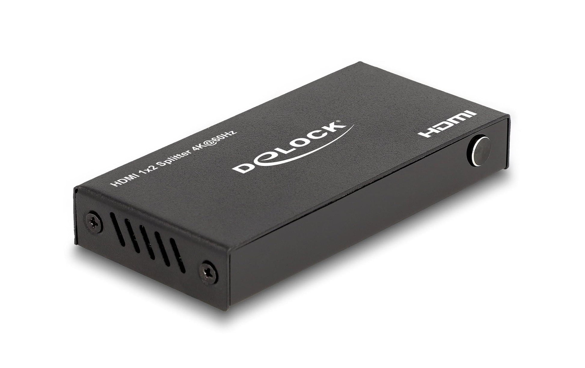 DeLOCK HDMI Splitter, 1× HDMI In / 2× HDMI Out, 4K@60 Hz, HDR, HDCP 1.4/2.2, Downscaler, Schwarz