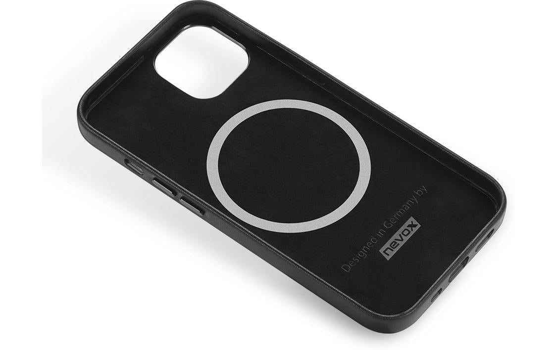 Nevox – Backcover – für Apple iPhone 16 – Schwarz – Echtes Leder – MagSafe-kompatibel