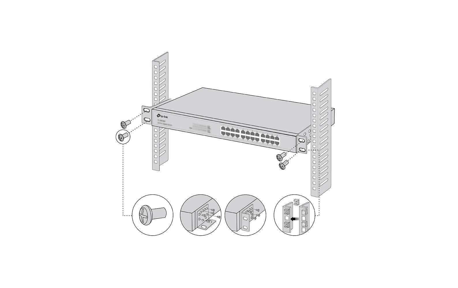 TP-Link Omada 19" Rack-Montageset – Schwarz, Metall, für diverse Modelle
