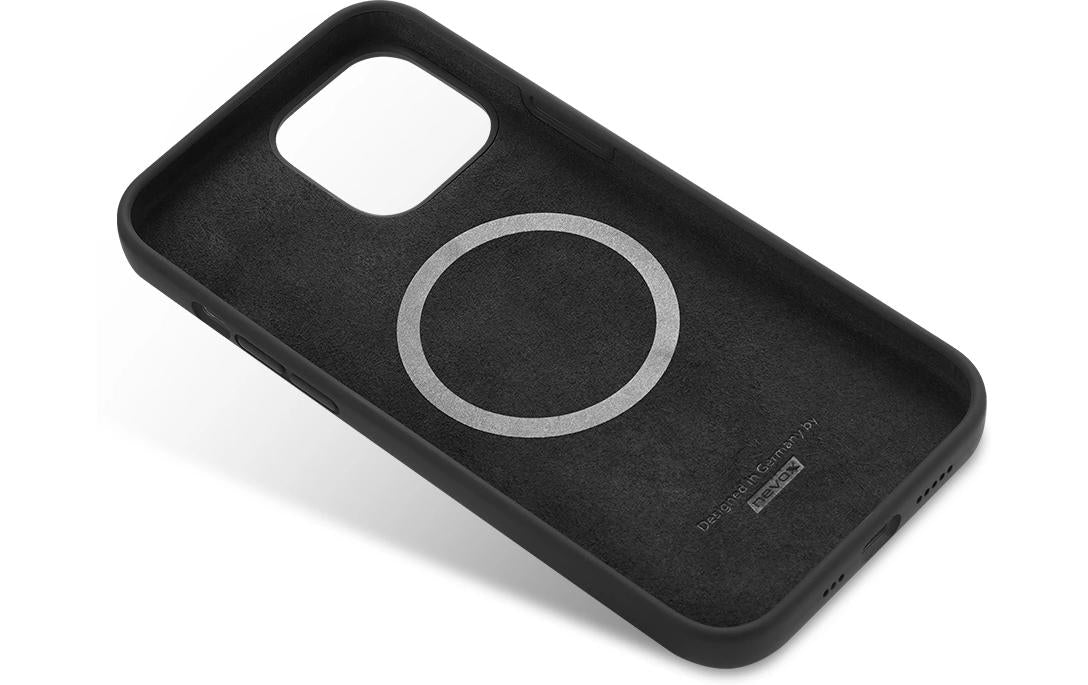 Nevox StyleShell Shock – Backcover – für Apple iPhone 16 Pro, MagSafe, Silikon+PC+Mikrofaser, Schwarz