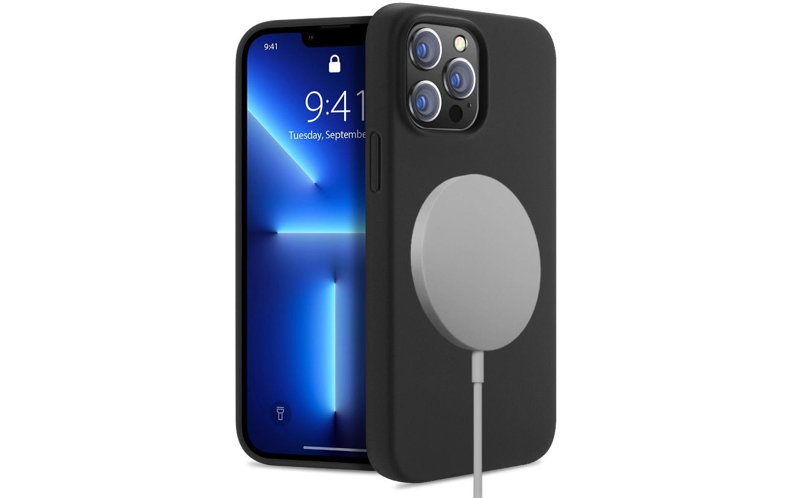 Nevox StyleShell Shock – Backcover – für Apple iPhone 16 Pro, MagSafe, Silikon+PC+Mikrofaser, Schwarz