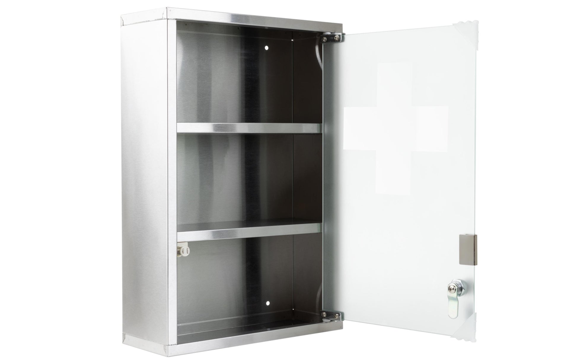 STRUCT Medizinschrank L – abschliessbar, Edelstahl, 300 × 120 × 450 mm, silber