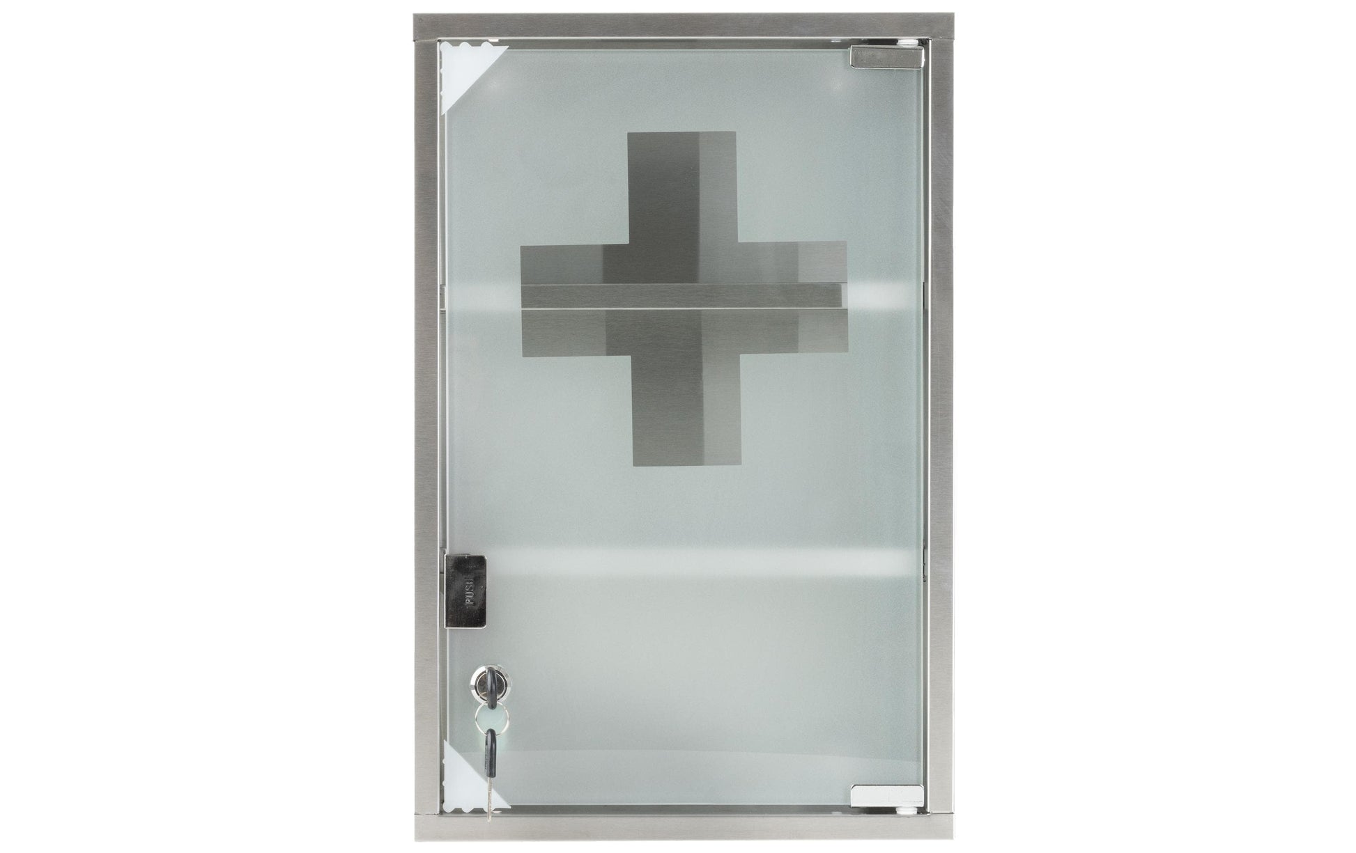 STRUCT Medizinschrank L – abschliessbar, Edelstahl, 300 × 120 × 450 mm, silber