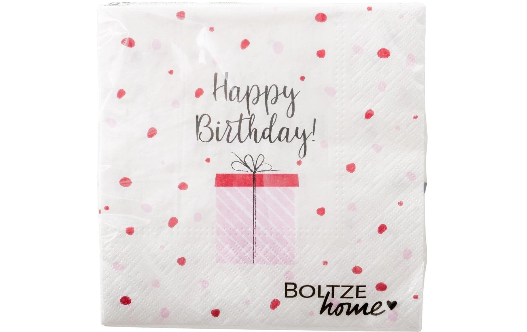 Boltze Servietten Happy Birthday – 17 × 17 cm, 3-lagig – 20 Stück