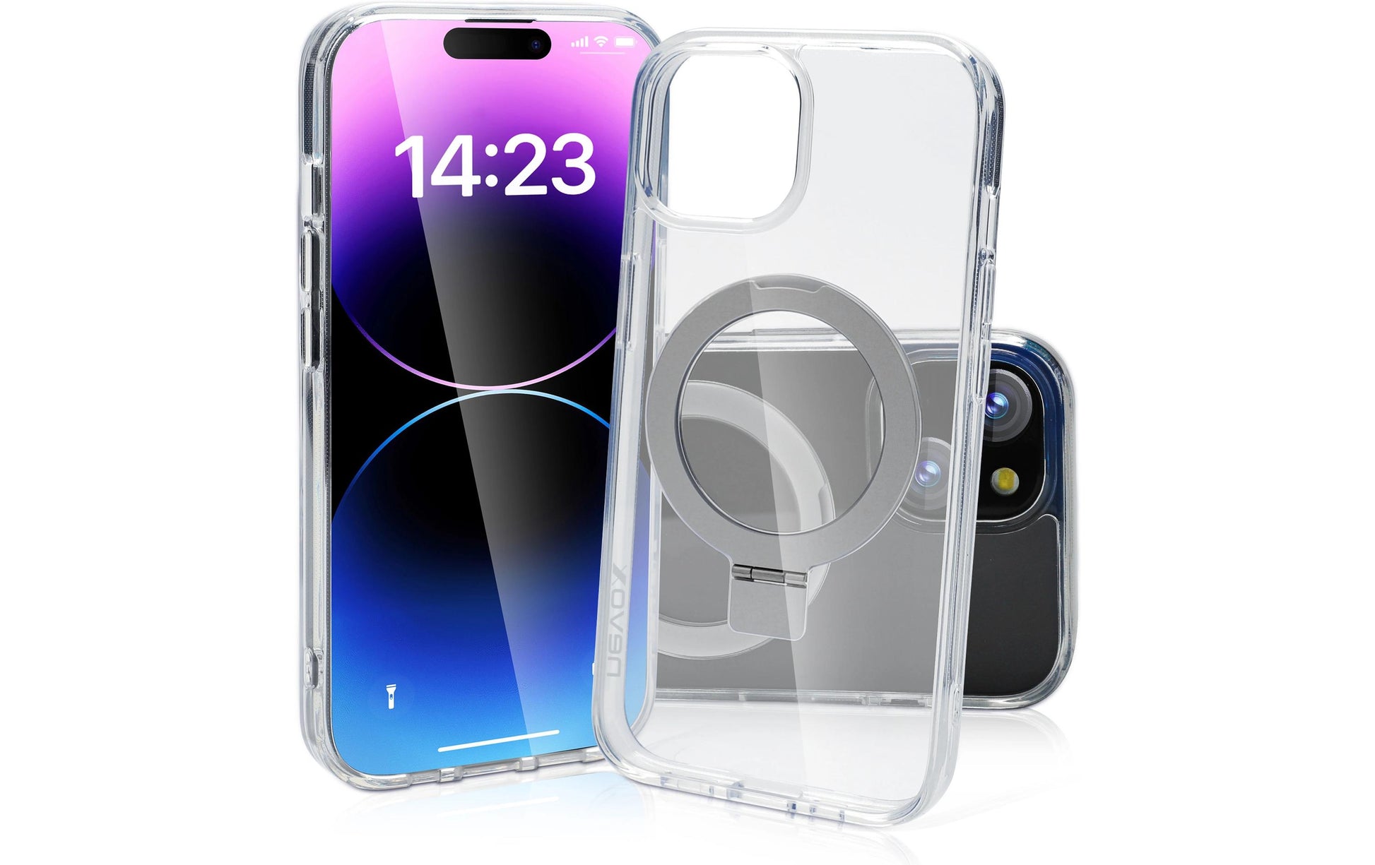 Nevox – Backcover – für Apple iPhone 16 – Transparent – TPU – MagSafe-kompatibel, Desktop-Ständer
