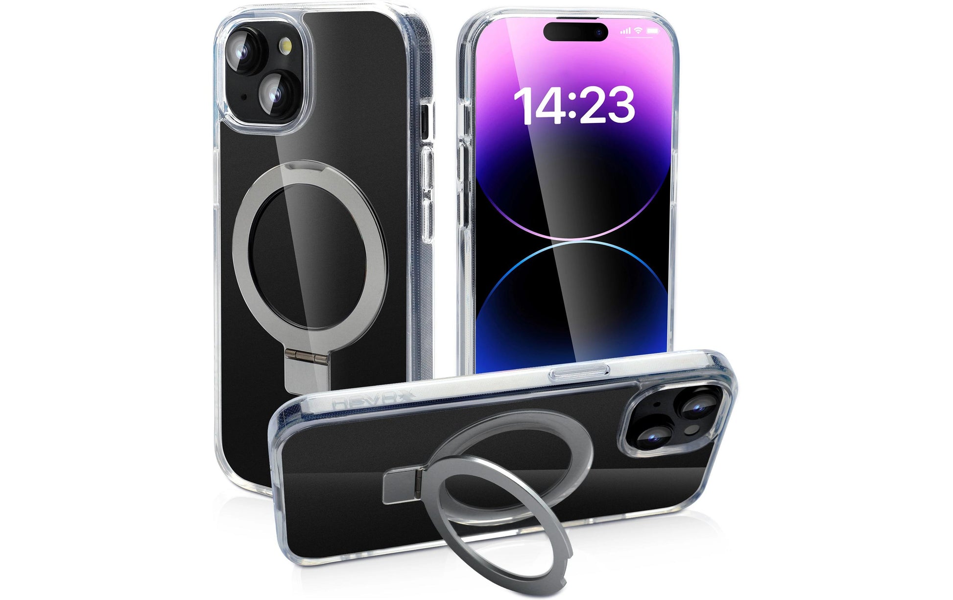 Nevox – Backcover – für Apple iPhone 16 – Transparent – TPU – MagSafe-kompatibel, Desktop-Ständer