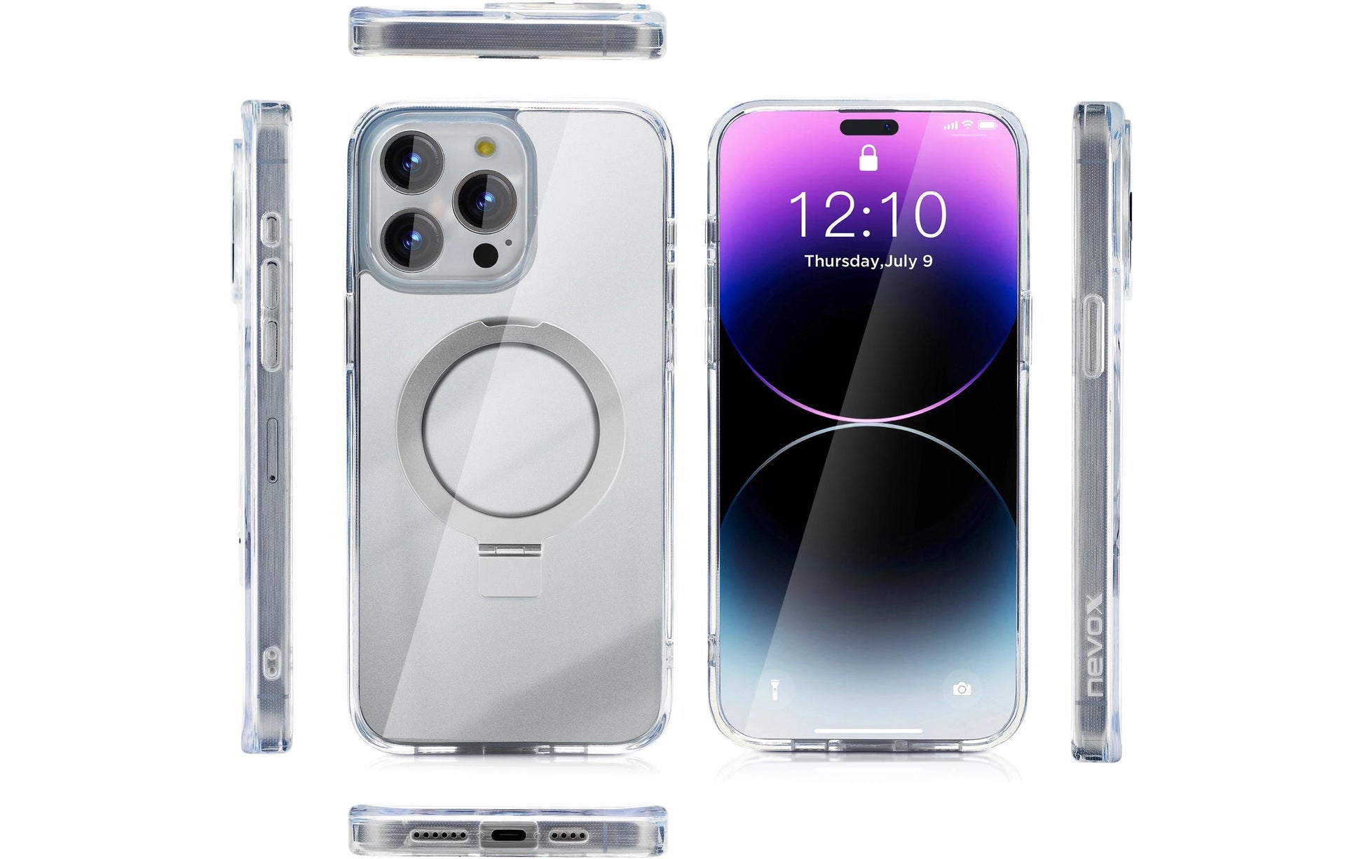 Nevox – Backcover – für Apple iPhone 16 Pro – transparent – PC – MagSafe-kompatibel, Desktop-Ständer