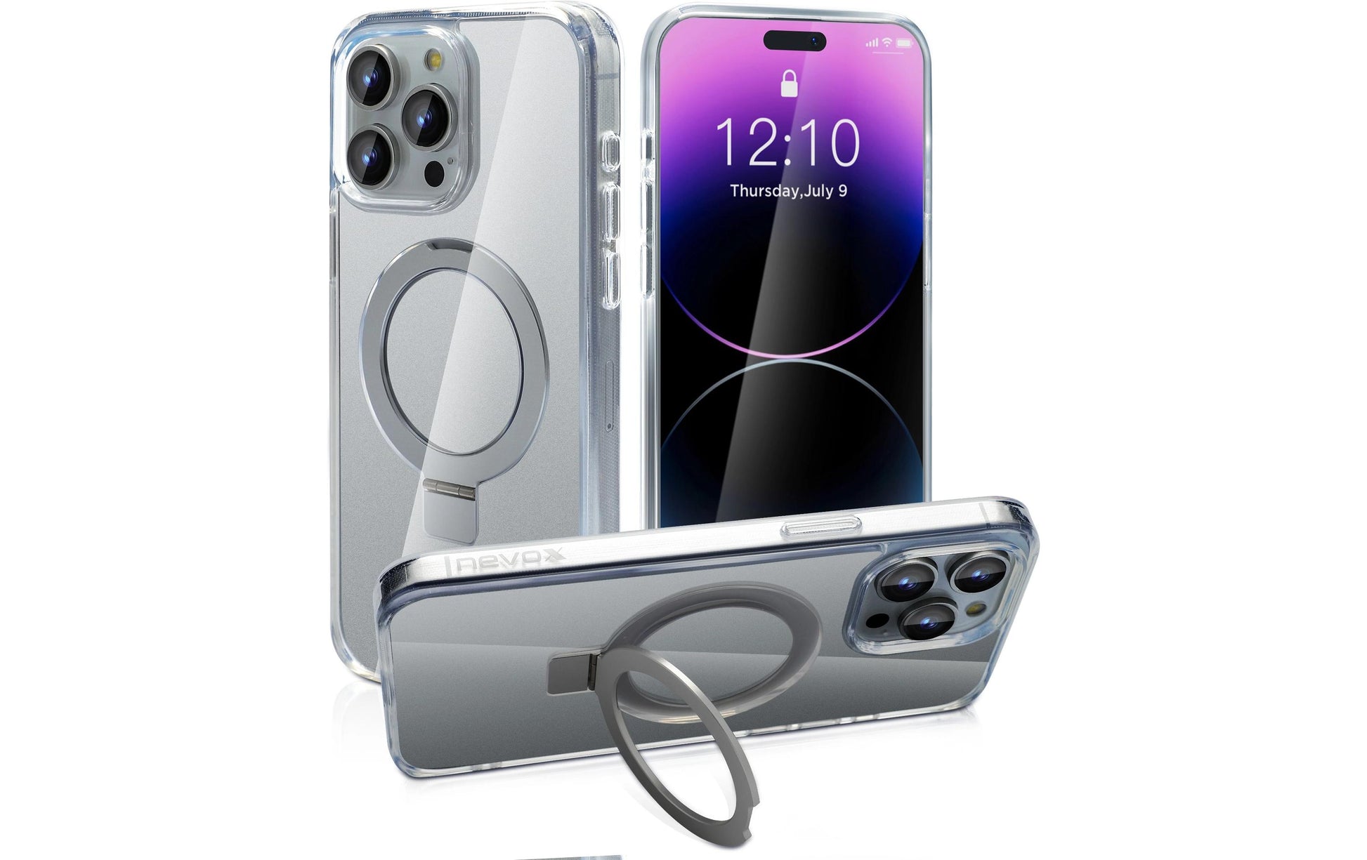 Nevox – Backcover – für Apple iPhone 16 Pro – transparent – PC – MagSafe-kompatibel, Desktop-Ständer