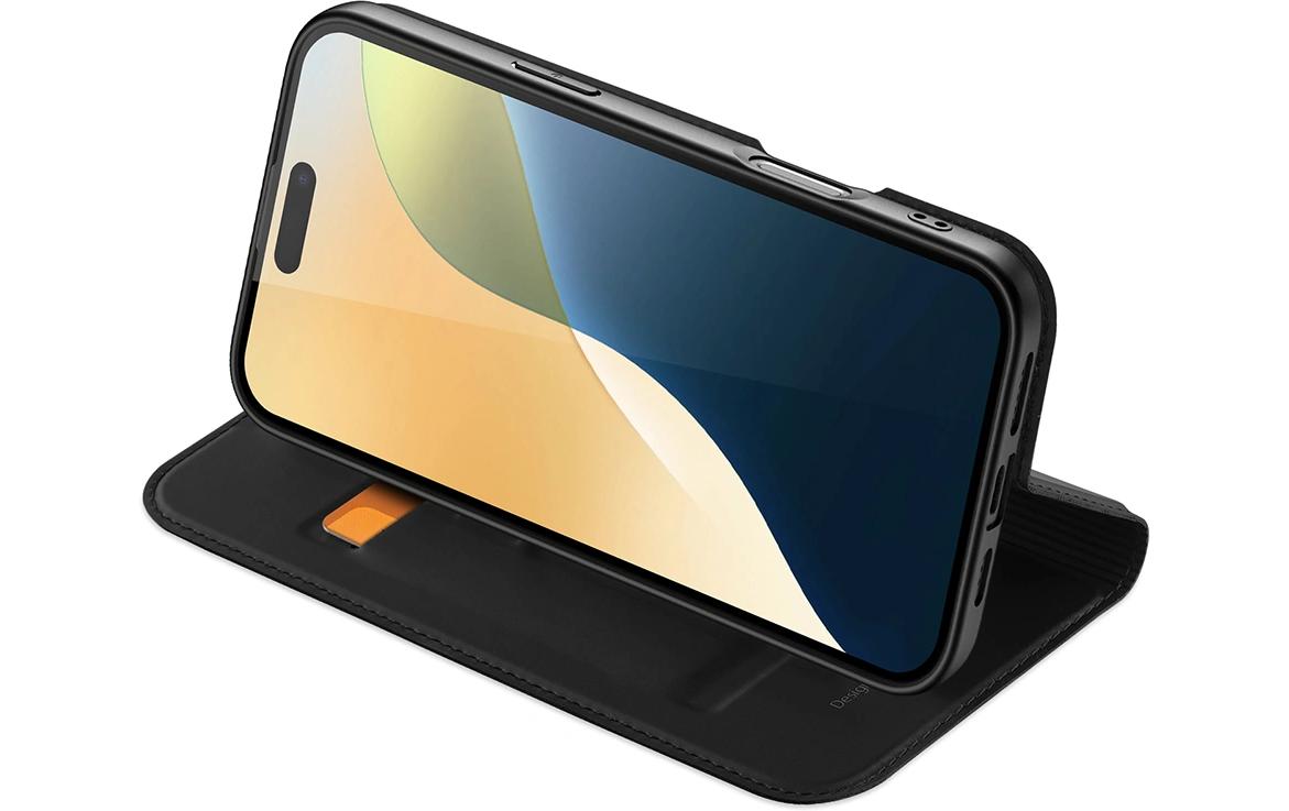 nevox Vario Series Wallethülle – für Apple iPhone 16 Plus, mit Ständer, 1 Kartenfach, PU+TPU, Schwarz