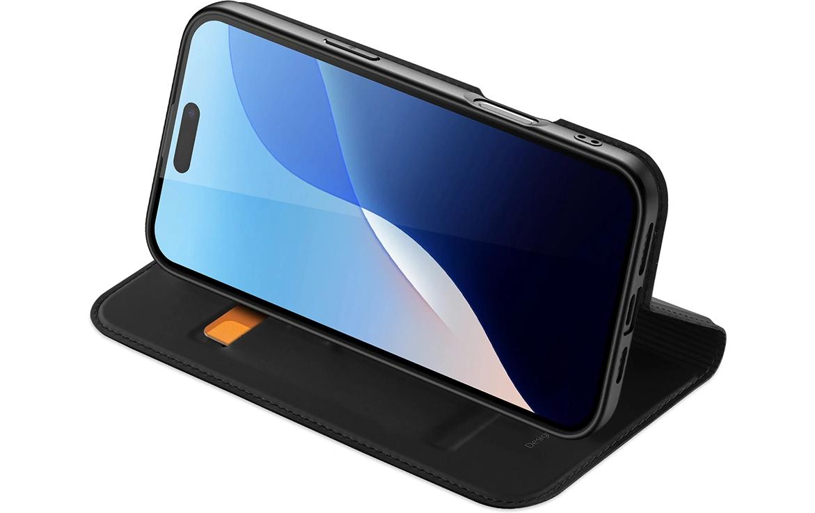 nevox Vario Series Wallethülle – für Apple iPhone 16 Pro, mit Ständer, 1 Kartenfach, PU+TPU, Schwarz