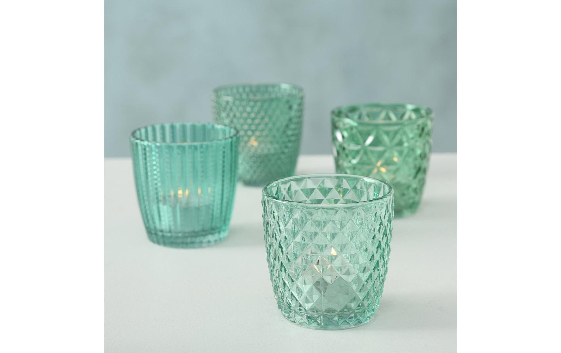 Boltze Marilu Windlicht – Glas, Grün – Ø 7,5 × 7,5 cm – 4-teilig