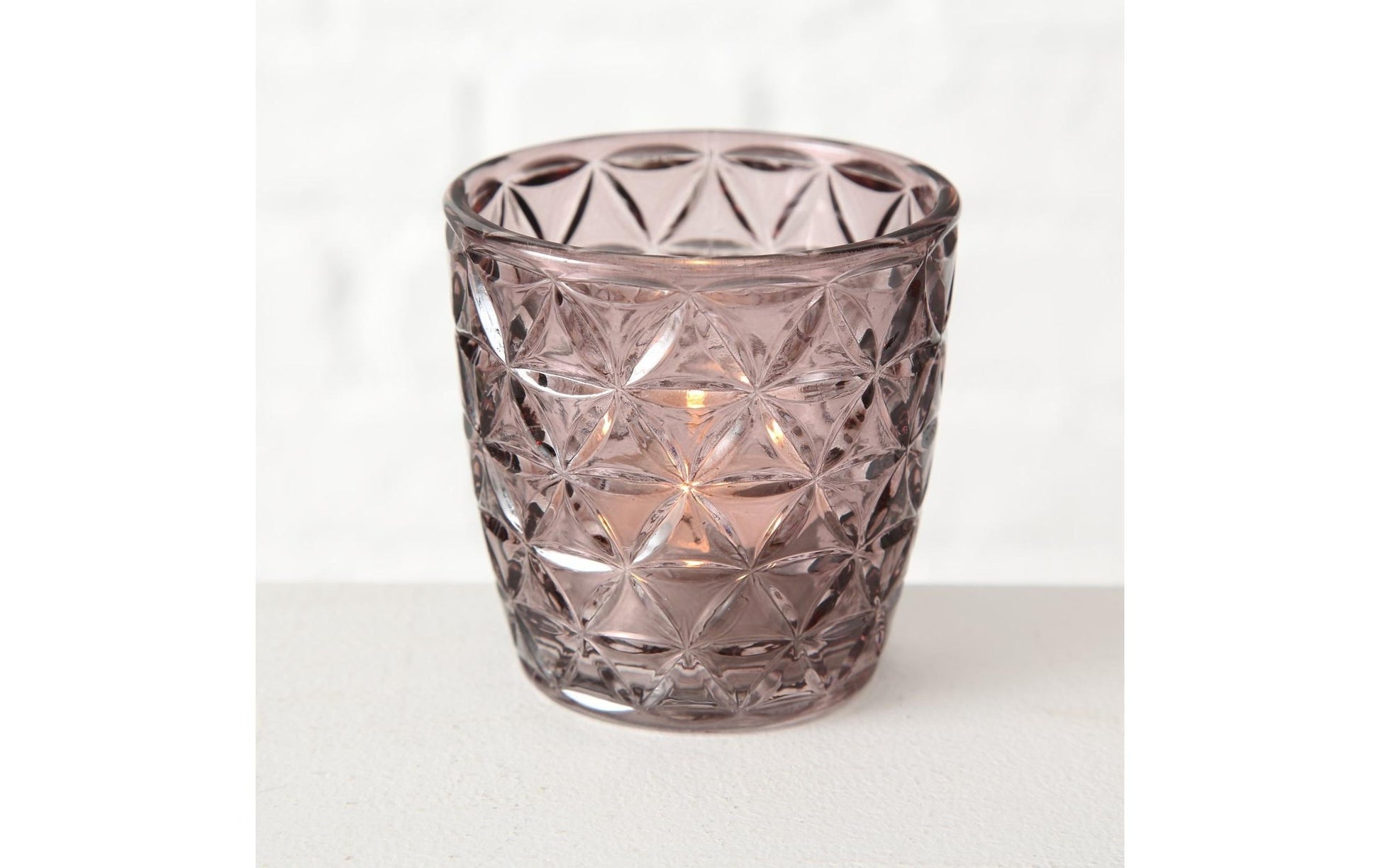Boltze Windlicht Marilu – Glas, Rosa – Ø 7,5 × 7,5 cm – 4-teilig