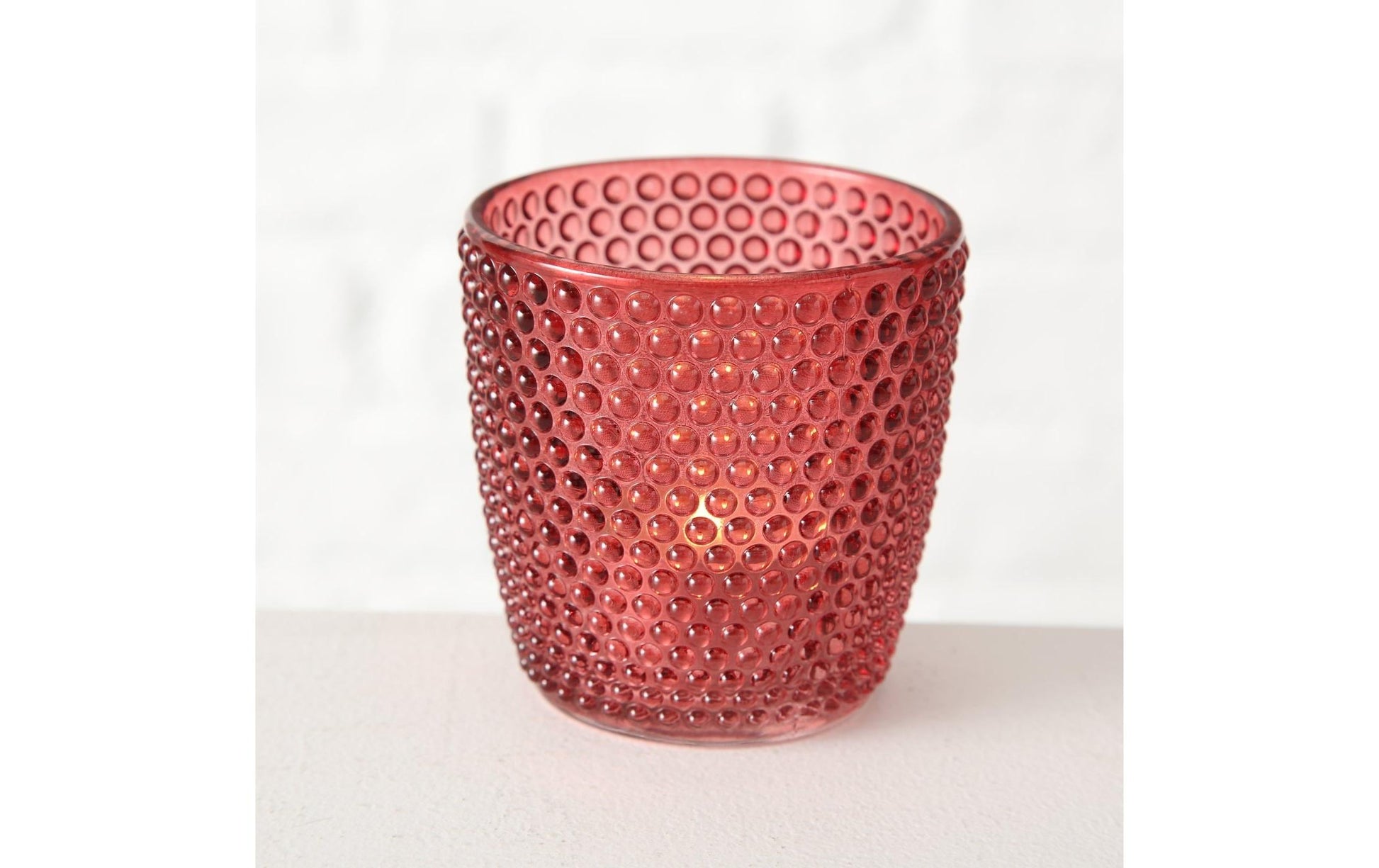 Boltze Windlicht Marilu – Glas, Rosa – Ø 7,5 × 7,5 cm – 4-teilig