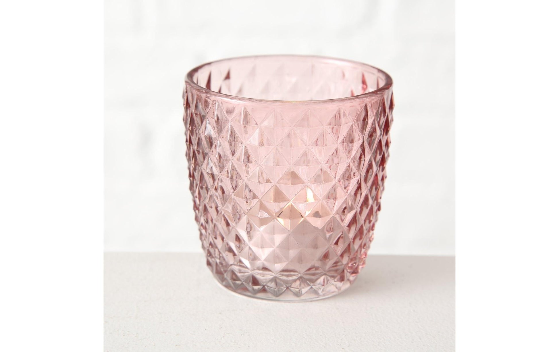 Boltze Windlicht Marilu – Glas, Rosa – Ø 7,5 × 7,5 cm – 4-teilig
