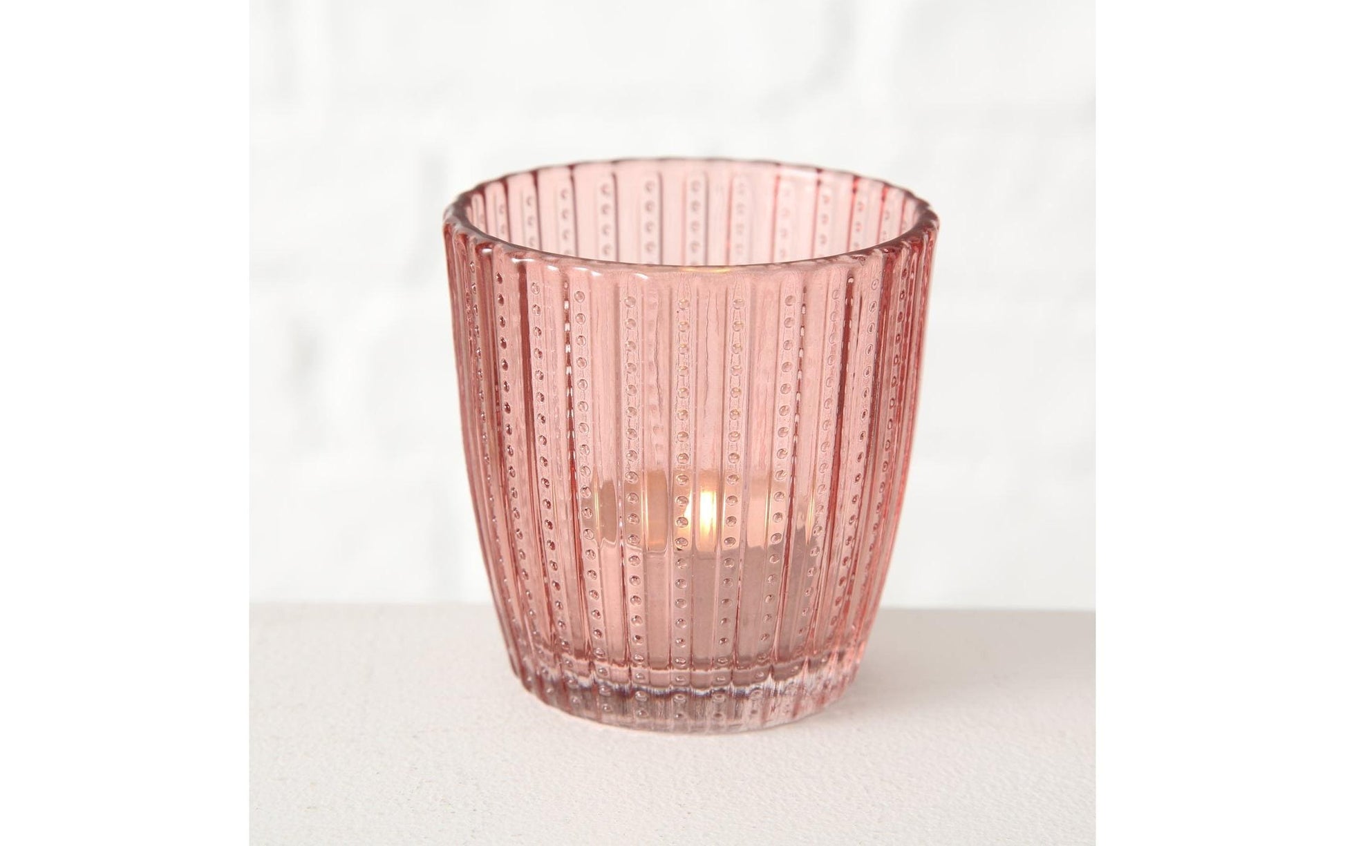 Boltze Windlicht Marilu – Glas, Rosa – Ø 7,5 × 7,5 cm – 4-teilig
