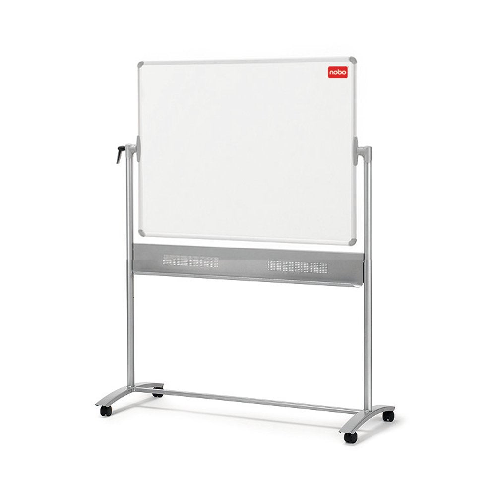 Nobo Whiteboard – 150 × 120 cm, Melamin, mobil, drehbar, inkl. Fahrgestell, Stiftablage