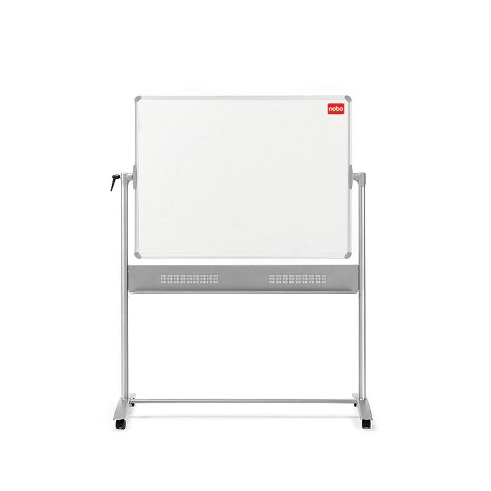 Nobo Whiteboard – 150 × 120 cm, Melamin, mobil, drehbar, inkl. Fahrgestell, Stiftablage