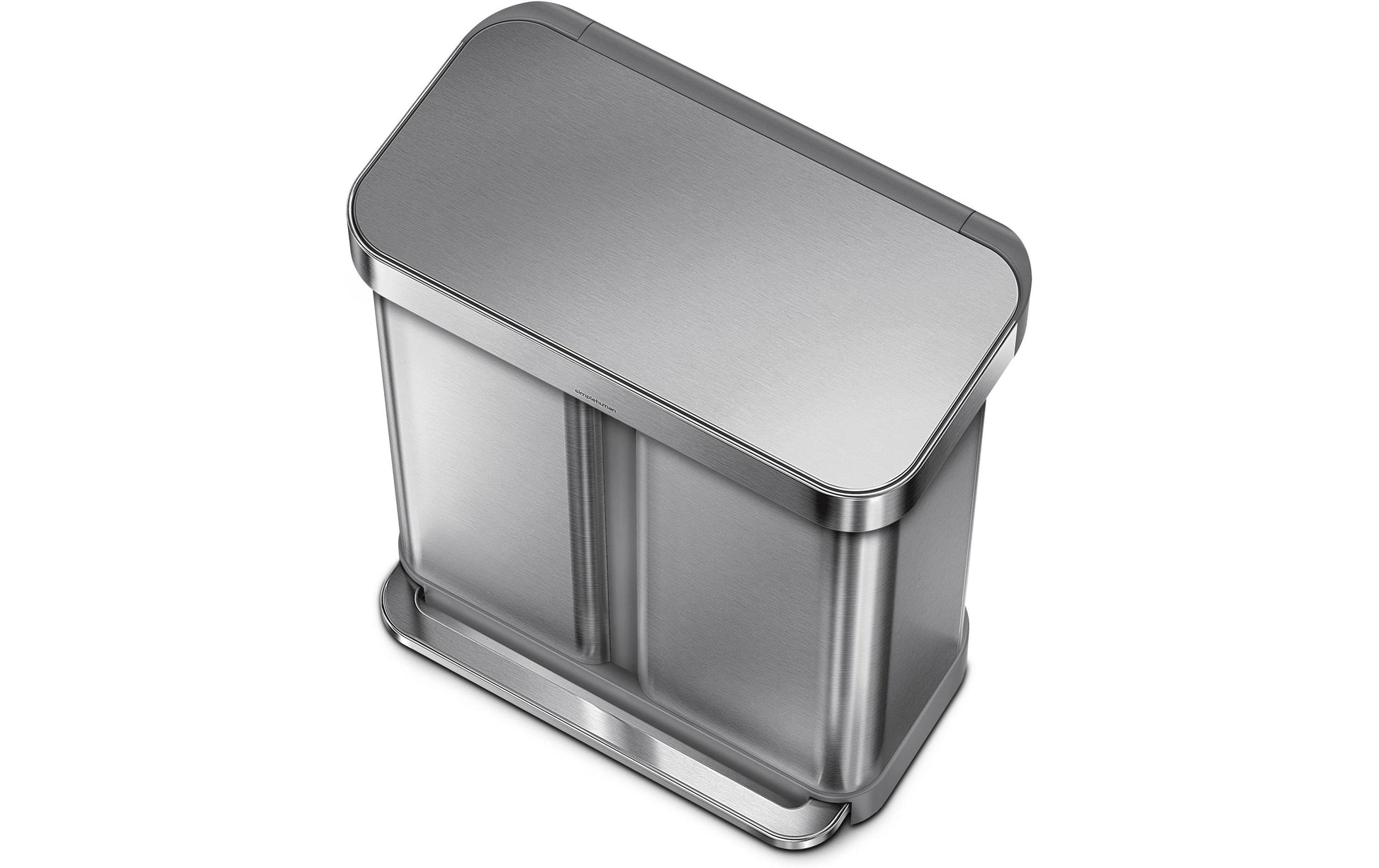 simplehuman Systempapierkorb Doppelkammer – 58 l – Edelstahl – B × H × T 559 × 655 × 361 mm