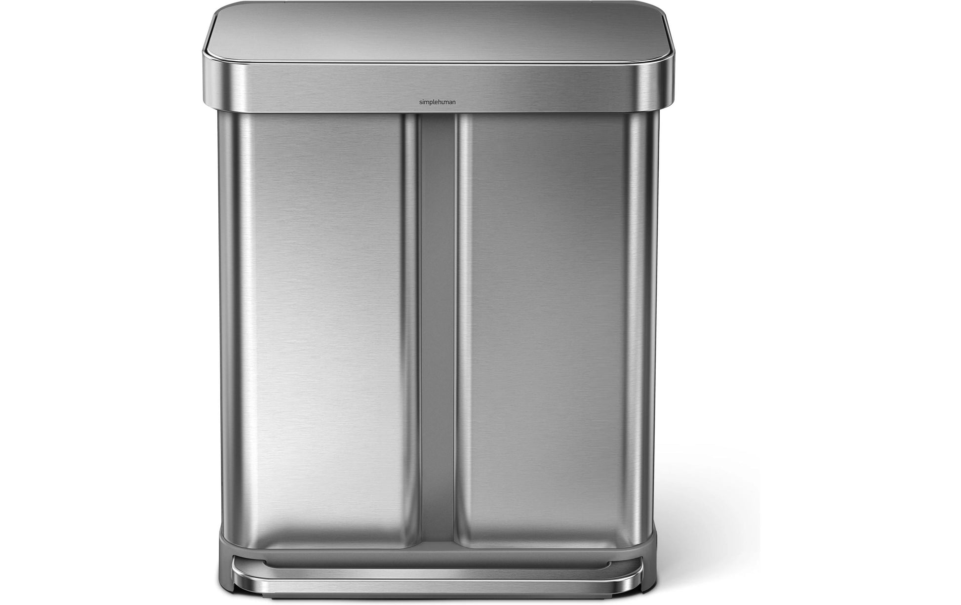 simplehuman Systempapierkorb Doppelkammer – 58 l – Edelstahl – B × H × T 559 × 655 × 361 mm