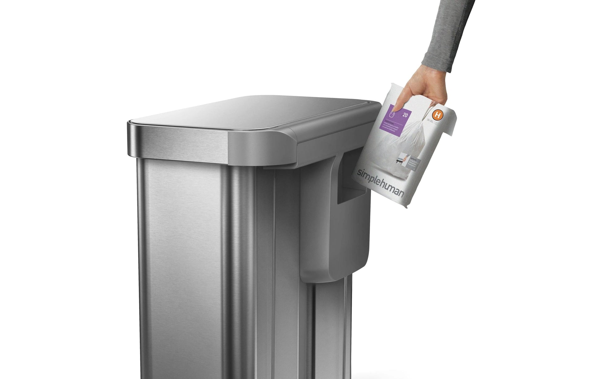 simplehuman Systempapierkorb Doppelkammer – 58 l – Edelstahl – B × H × T 559 × 655 × 361 mm