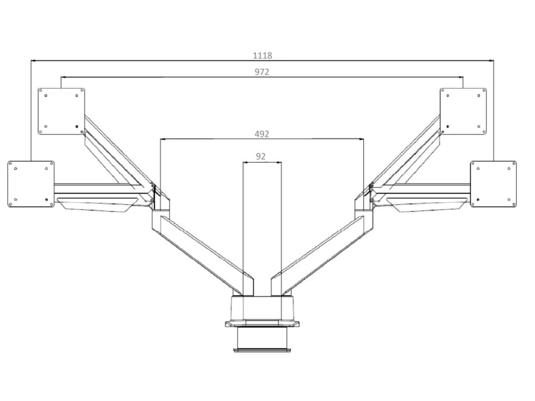 Multibrackets Tischständer Duo 3965 – Tischhalterung, Dual, bis 32", VESA 100 × 100 mm, 10 kg, Drehbar, Schwarz