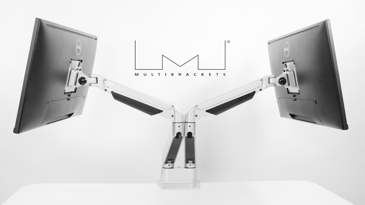 Multibrackets Tischständer Duo 3972 – Tischhalterung, Dual, bis 32", VESA 100 × 100 mm, 10 kg, neigbar, silber
