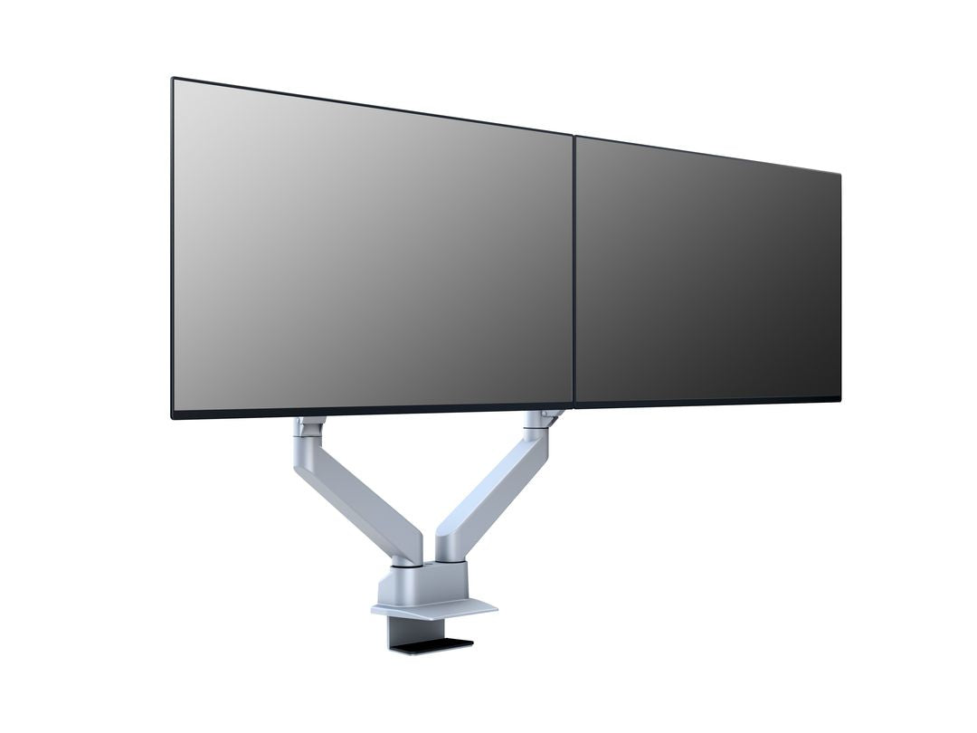 Multibrackets Tischständer Duo 3972 – Tischhalterung, Dual, bis 32", VESA 100 × 100 mm, 10 kg, neigbar, silber