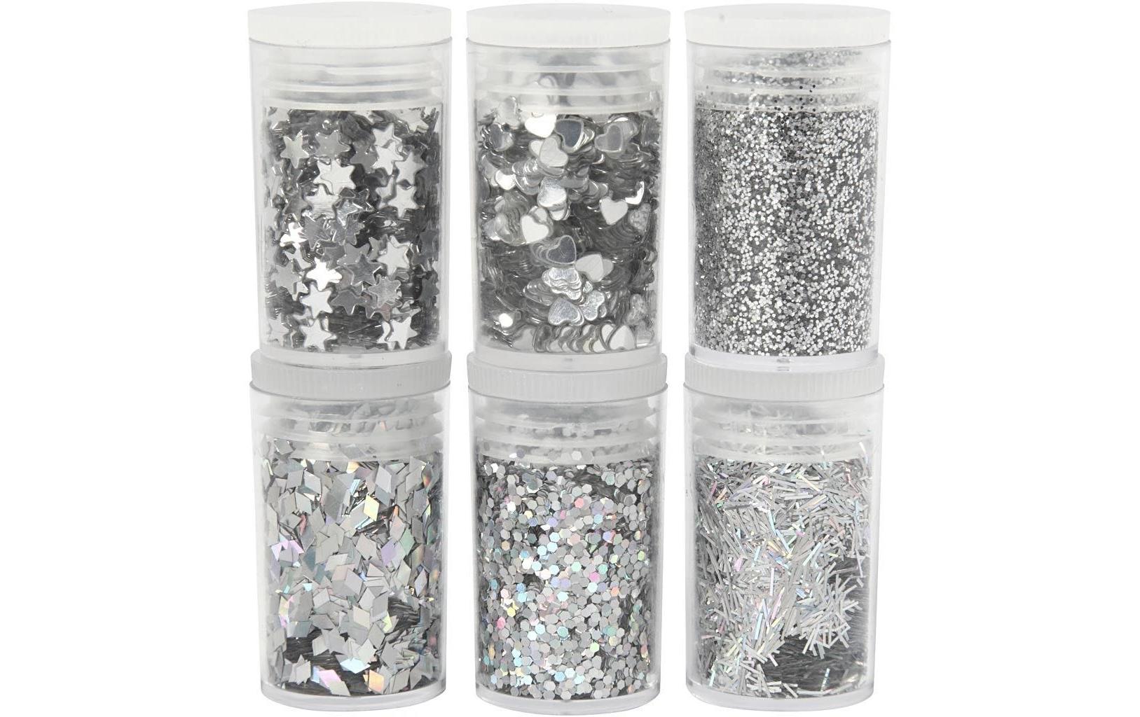Creativ Company Glitzer-Set, silber, Set à 6, Tuben à 5 g