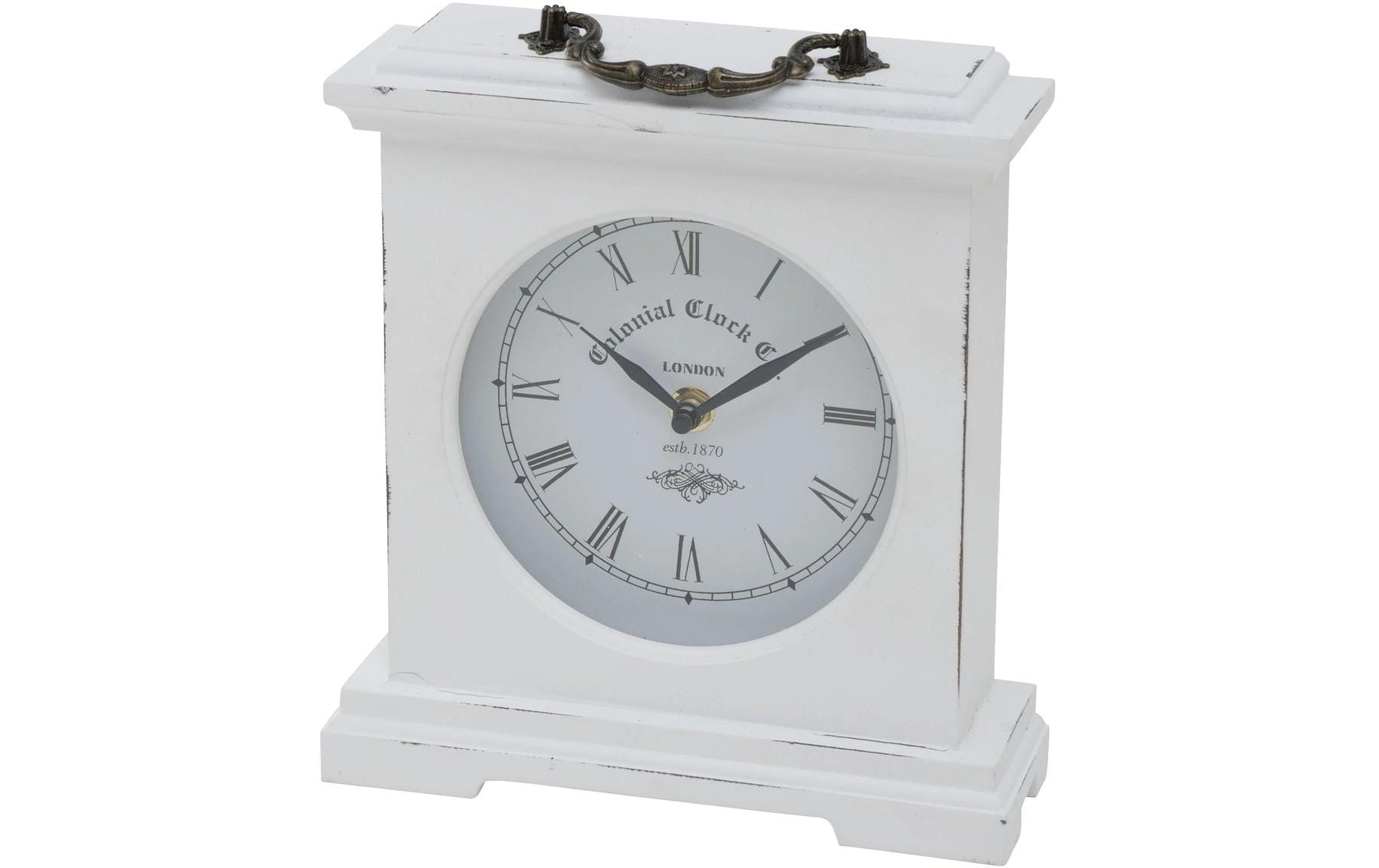 Boltze Tischuhr – Analog, 21 × 23 × 6,5 cm, Weiss, Glas