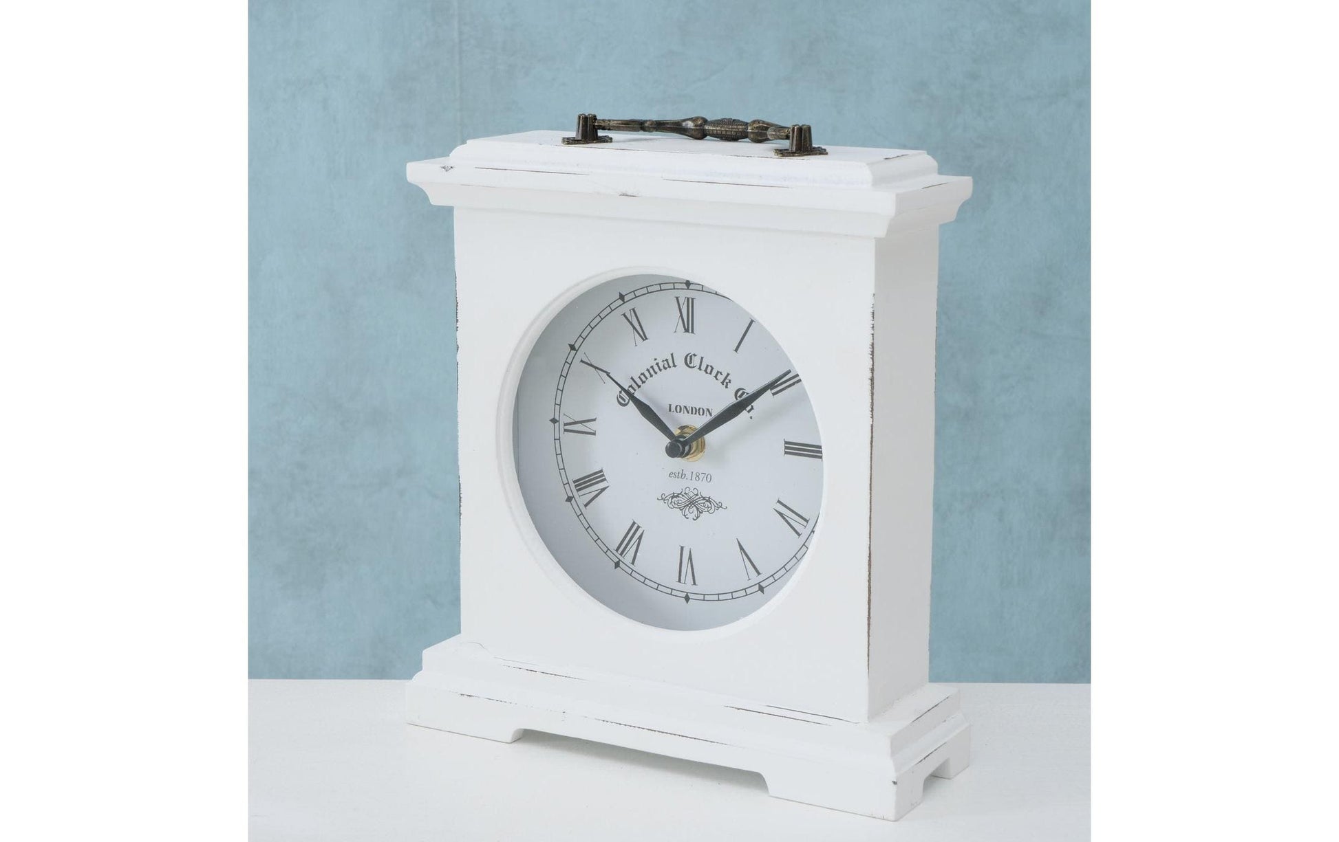 Boltze Tischuhr – Analog, 21 × 23 × 6,5 cm, Weiss, Glas