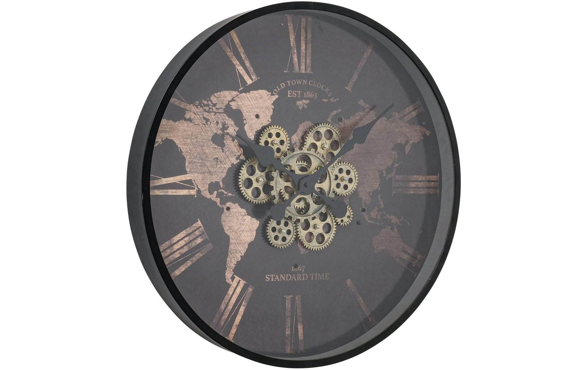 Boltze Wanduhr Rodas – Ø 57 cm, braun, Glas