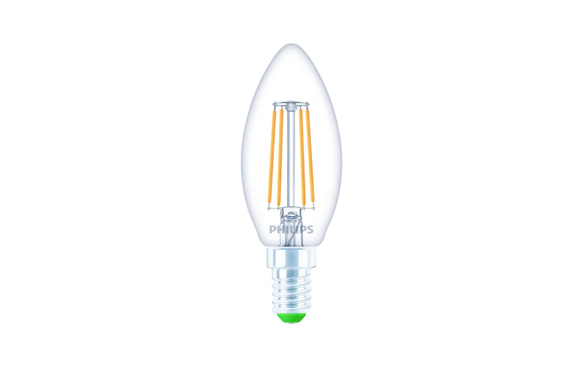 Philips LED-Leuchtmittel E14 Kerze – Warmweiss 2700 K, 485 lm, 2,3 W – 1 Stk. – Klar